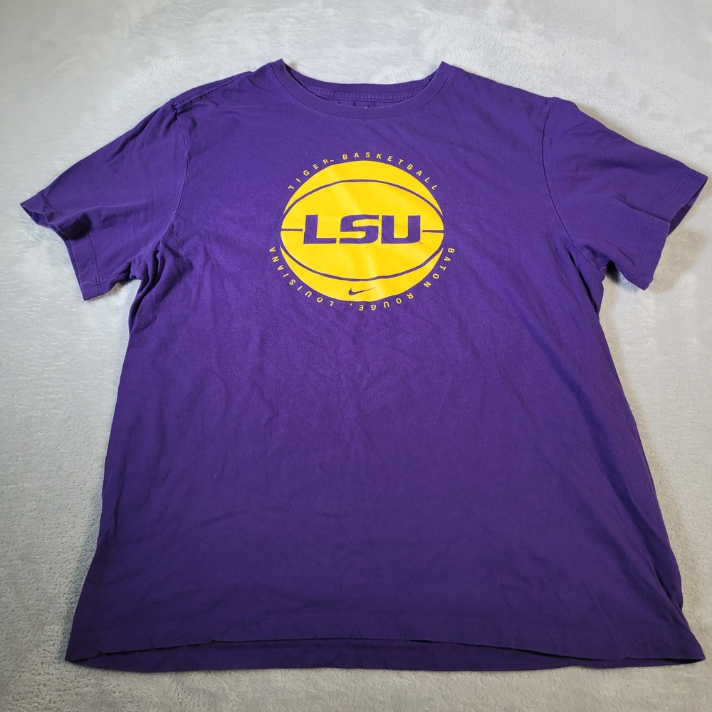 LSU Tigers Basketball T-Shirt Mens Large Purple Graphic Tee Nike Short Sleeve